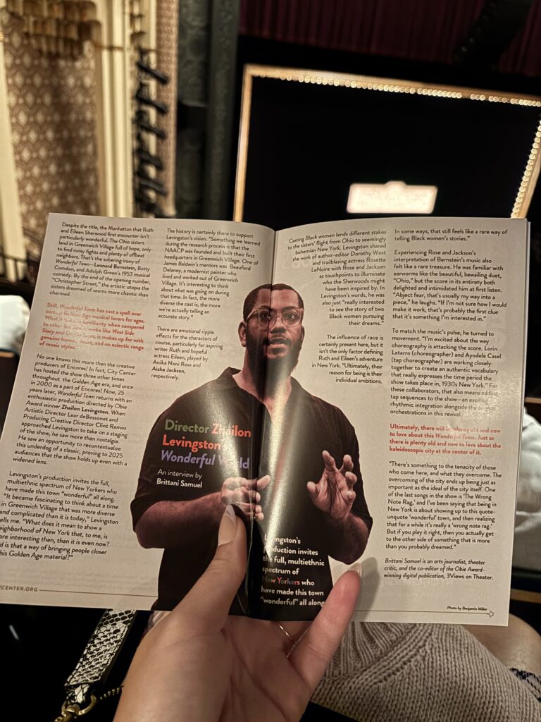 interview spread across two pages in a theater program