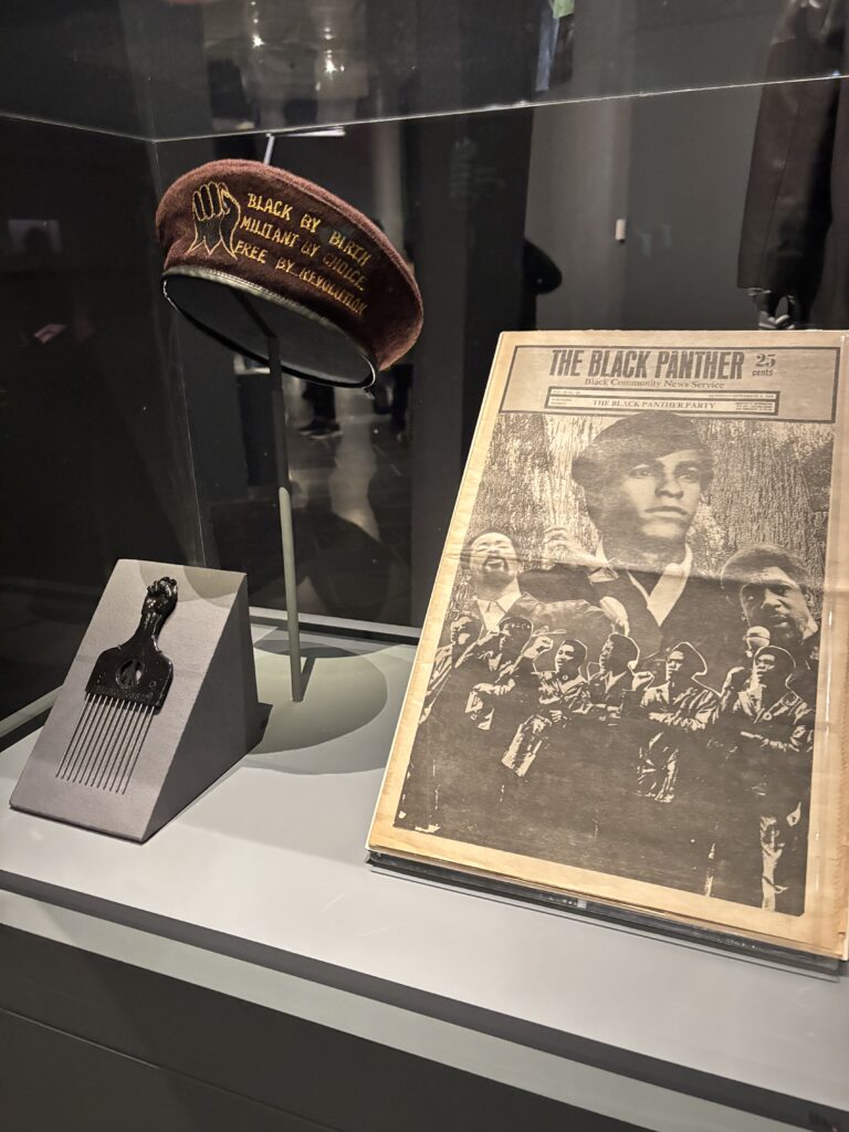 items in a glass case at a museum